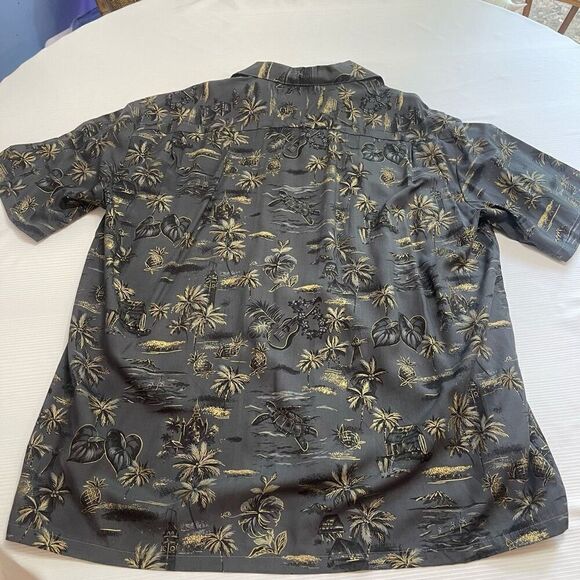 Two Palms Grey Hawaiian Short Sleeve Button Up Shirt Size 2XL - Picture 6 of 7
